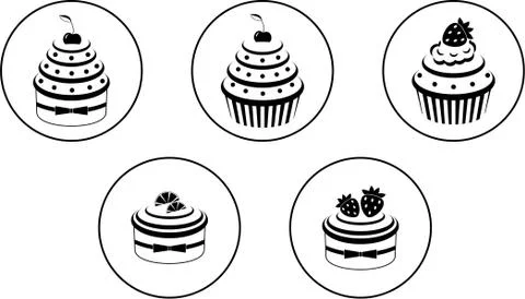 Cupcakes set Illustrazione stock