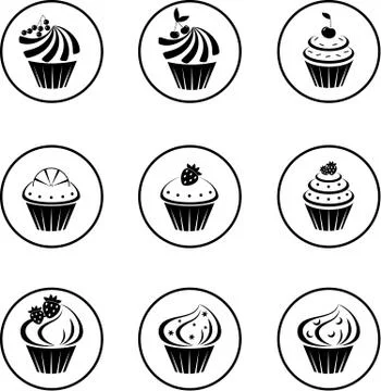 Cupcakes set Stock Illustration