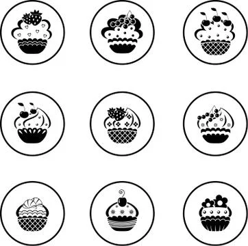 Cupcakes set Stock Illustration