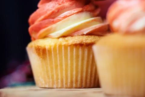 Cupcakes from the side close up Stockfoto's