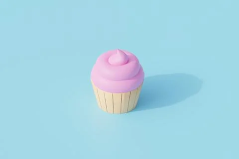 Cupcakes single isolated object. 3d render illustration イラスト素材