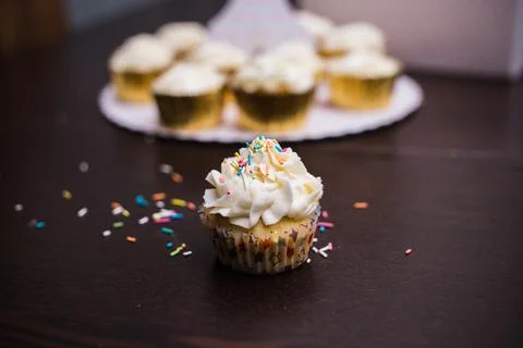 Cupcakes with sprinkles Stock Photos