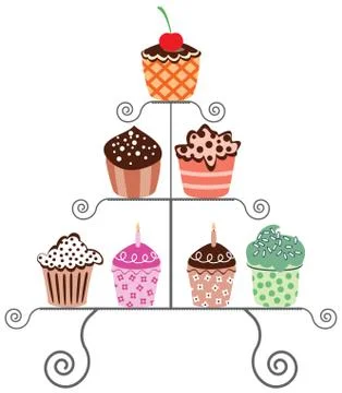 Cupcakes on a stand Stock Illustration