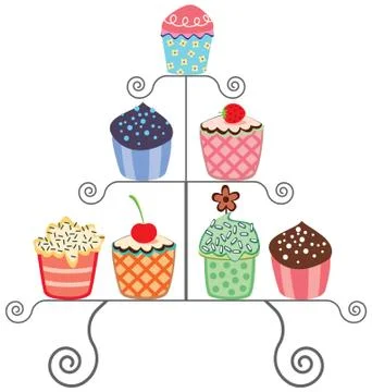 Cupcakes on a stand Stock Illustration