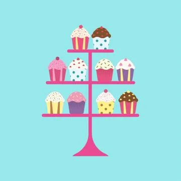Cupcakes on stand Stock Illustration