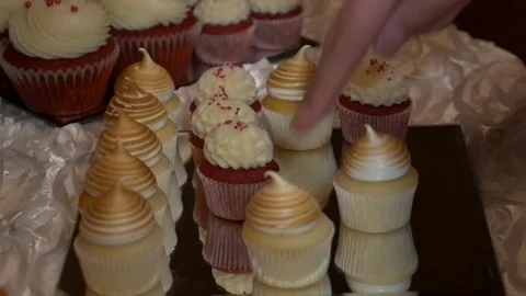 Cupcakes on the tray. Close up. 스톡 동영상 74277899