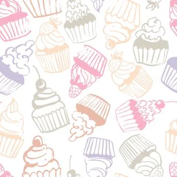 Cupcakes. Vector  seamless pattern Illustrazione stock