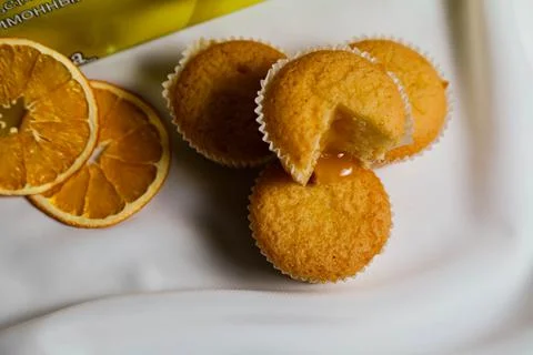 Cupcakes on a white background. Baking 写真素材