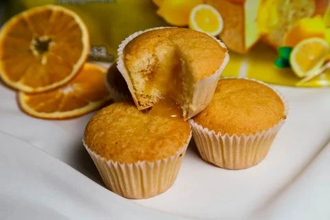 Cupcakes on a white background. Baking 写真素材