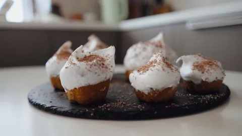 Cupcakes in white glaze. Beautiful Easter cakes. Handmade work. Stock Footage 139793430