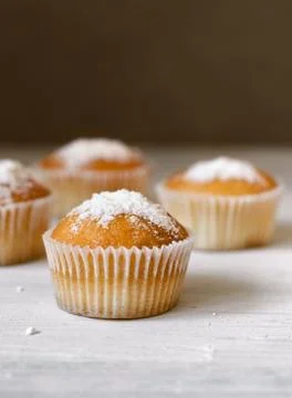 Cupcakes on a wooden table Stock Photos