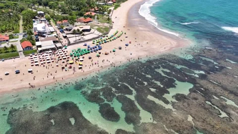 Cupe Beach At Port Of Chickens In Pernambuco Brazil. Vídeo Stock 235601465
