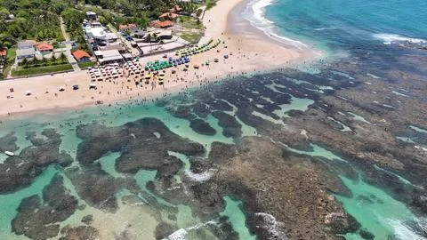 Cupe Beach At Port Of Chickens In Pernambuco Brazil. Stock Photos