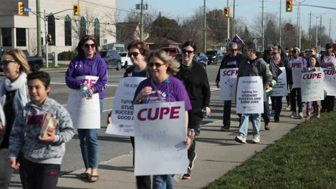 CUPE large group of protesters in Ottawa, Ontario Canada. November 4th 2022 Stock Footage 222139208