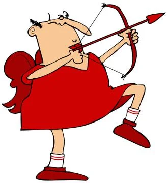 Cupid aiming his arrow Illustrazione stock