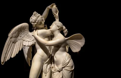 Cupid and Psyche (Amore e Psiche) - symbol of eternal love, by sculptor Giova Stock Photos