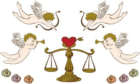 Cupid and scale of love Stock Illustration