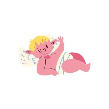 Cupid angel lying Illustrazione stock