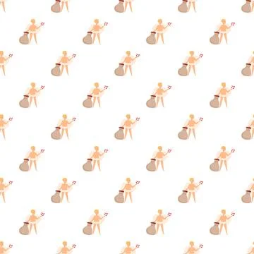 Cupid angels pattern holding grapes amphora Stock Illustration