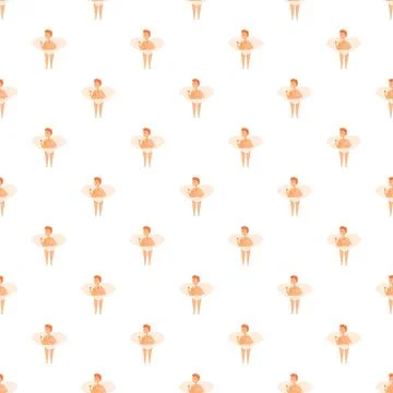 Cupid angels seamless pattern for romance and love themes Stock Illustration