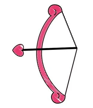 Cupid arch and arrow scribble Stock Illustration