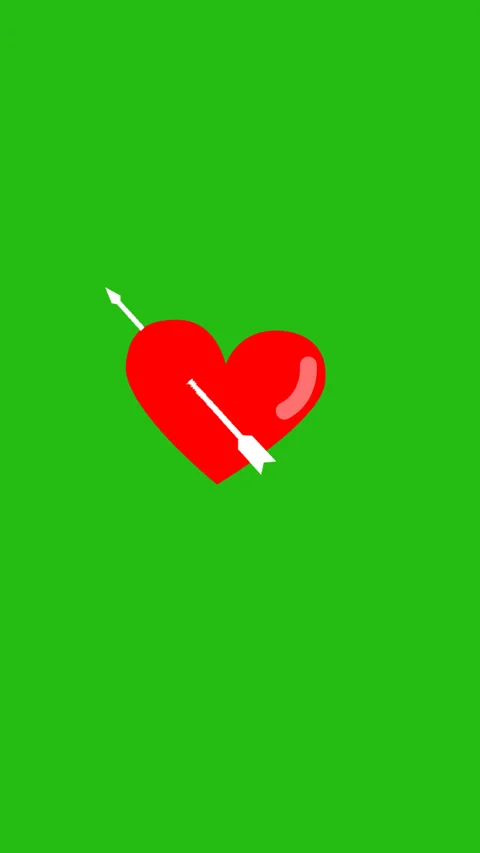 Cupid Arrow Attack on Red Heart isolated green background Stock Footage 328137456