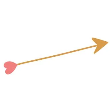 Cupid arrow with heart tail pointing right Stock Illustration