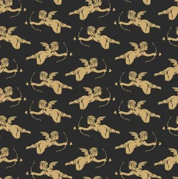 Cupid with an arrow, Valentines Day pattern Illustrazione stock