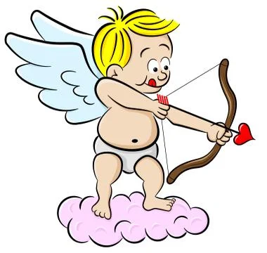 Cupid with bow and arrow Stock Illustration
