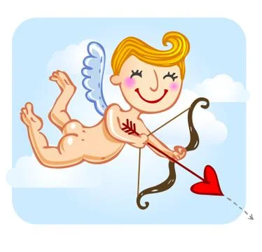 Cupid with bow and arrow. Stock Illustration