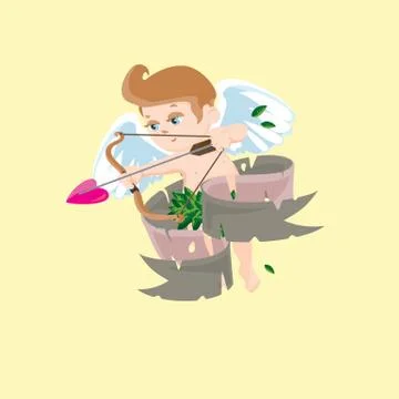Cupid with bow and arrow Stockillustratie