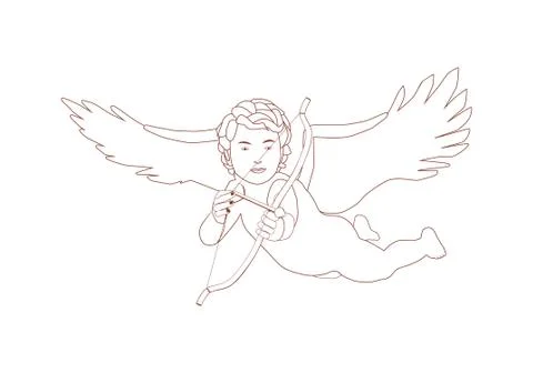 Cupid with bow and arrow. Stock Illustration