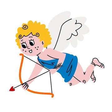 Cupid with bow and arrow. Illustrazione stock