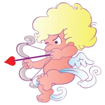 Cupid with bow and arrow ready to shoot 스톡 일러스트