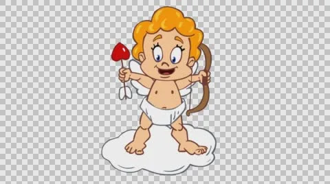 Cupid with bow and arrow. Сolour version. Stock Footage 64589537