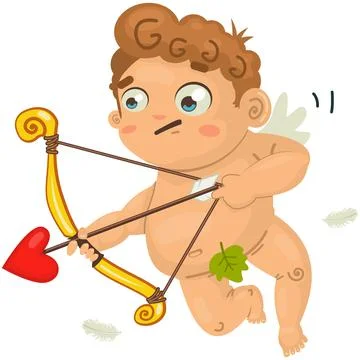 Cupid with bow and arrow vector illustration. Stock Illustration