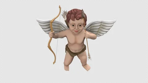 Cupid with bow and arrows – 3d render looped with alpha channel. Stock Footage 300096788