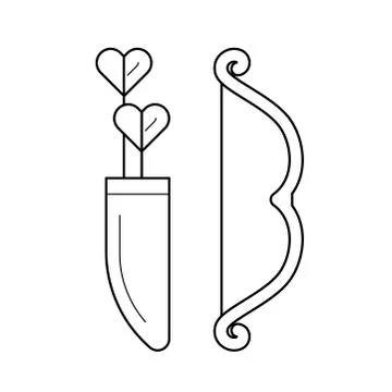 Cupid bow and arrows vector line icon. 스톡 일러스트