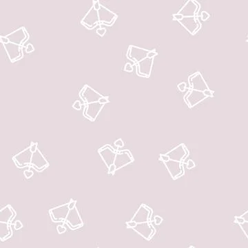 Cupid bow arrow line vector seamless pattern Stock Illustration