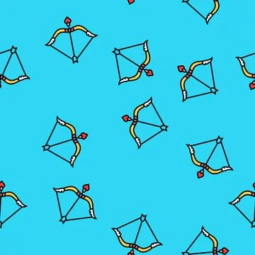 Cupid bow arrow vector seamless pattern Stock Illustration