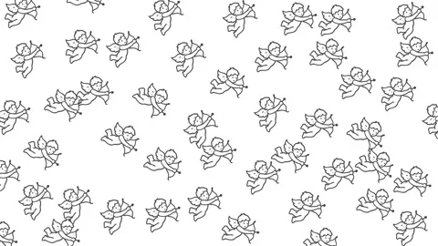 Cupid cartoon doodle pattern with fun minimalist l Stock Footage 325821441