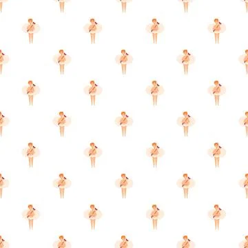 Cupid characters in seamless pattern for valentine's day Illustrazione stock