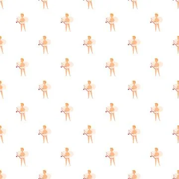 Cupid cherub eros playing bow and arrow pattern Stock Illustration