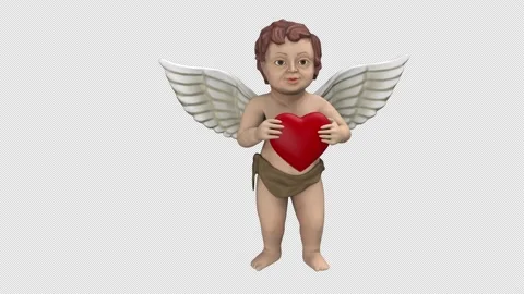Cupid dancing with red heart - 3d render looped with alpha channel. Stock Footage 224424506