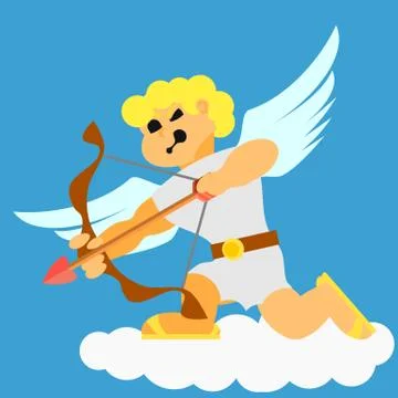 Cupid flying angel with a bow vector flat icons 스톡 일러스트