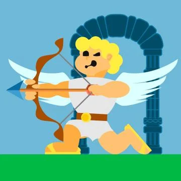 Cupid flying angel with a bow vector flat icons 스톡 일러스트