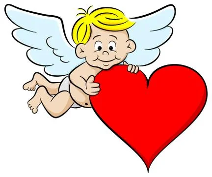 Cupid with heart Illustrazione stock