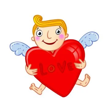 Cupid with heart. Stock Illustration