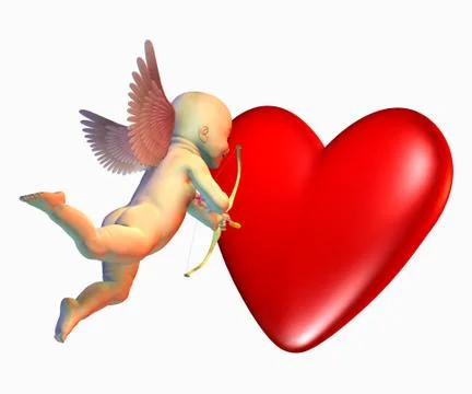 Cupid with Heart Stock Illustration