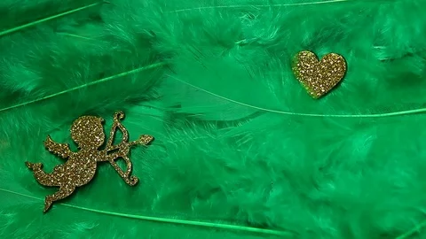 Cupid heart wind feather background hd footage Stock Footage 124082352